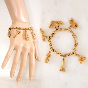 Vintage 1960s Charm Bracelet 60s San Francisco Novelty Gold Tone Metal Chain